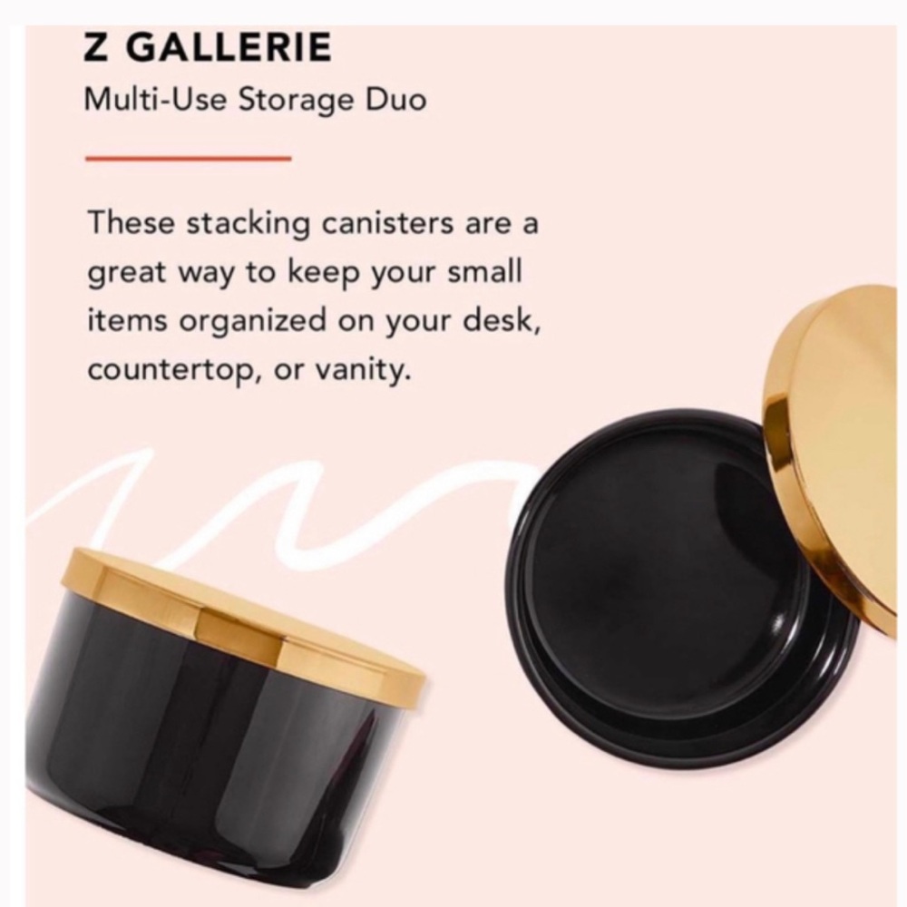 Z Gallerie Black and Gold Stackable Storage Canister